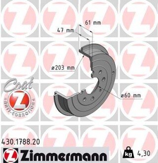 Гальмiвнi барабани заднi otto Zimmermann GmbH 430178820