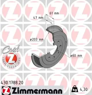 Гальмiвнi барабани заднi otto zimmermann gmbh 430178820 Фиат Пунто