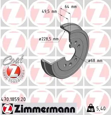 Гальмiвнi барабани заднi Otto Zimmermann GmbH 470185920 (фото 1)