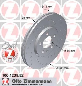 Вентильований гальмівний диск otto Zimmermann GmbH 100123552