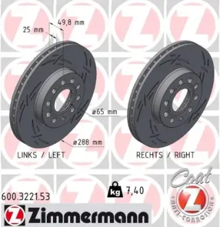 Гальмiвнi диски BLACK Z переднi Otto Zimmermann GmbH 600322153