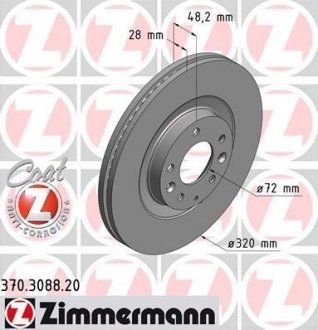 Вентилируемый тормозной диск otto Zimmermann GmbH 370308820