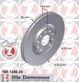 Вентилируемый тормозной диск otto Zimmermann GmbH 100124020