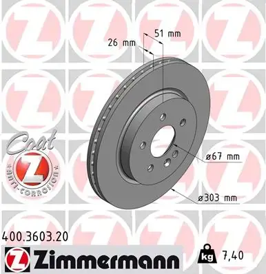 Гальмiвнi диски переднi otto zimmermann gmbh 400360320