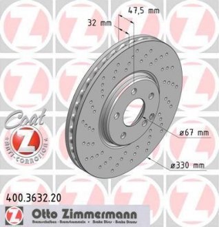 Гальмiвнi диски переднi otto Zimmermann GmbH 400363220