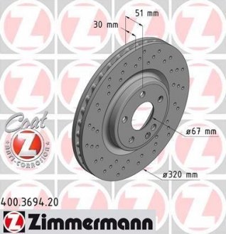 Гальмiвнi диски переднi otto Zimmermann GmbH 400369420