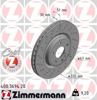 Гальмiвнi диски переднi otto Zimmermann GmbH 400369420