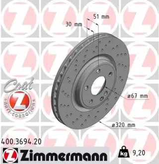 Гальмiвнi диски переднi Otto Zimmermann GmbH 400369420