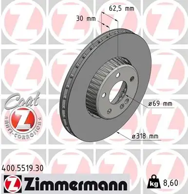 Гальмiвнi диски переднi otto zimmermann gmbh 400551930