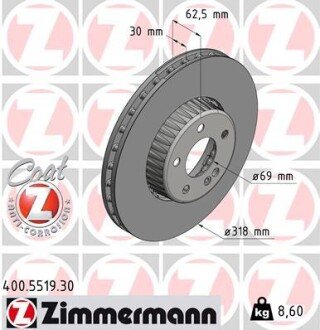 Гальмiвнi диски переднi otto Zimmermann GmbH 400551930