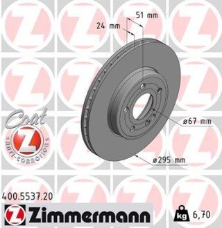 Гальмiвнi диски переднi otto Zimmermann GmbH 400553720 на Мерседес B-Class w247