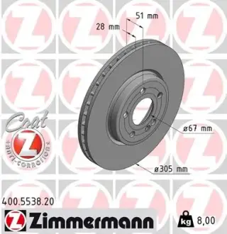 Гальмiвнi диски переднi Otto Zimmermann GmbH 400553820