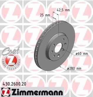 Гальмiвнi диски переднi otto Zimmermann GmbH 430260020