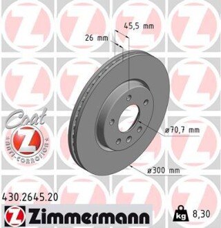 Гальмiвнi диски переднi otto Zimmermann GmbH 430264520