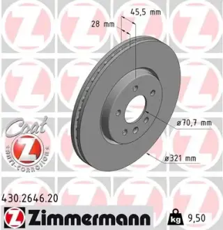 Гальмiвнi диски переднi Otto Zimmermann GmbH 430264620