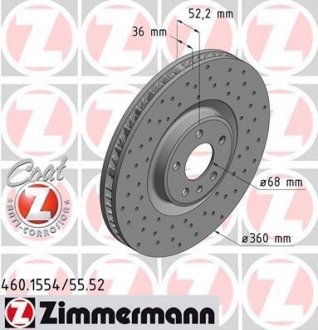 Гальмiвнi диски переднiй лiвий otto Zimmermann GmbH 460155452