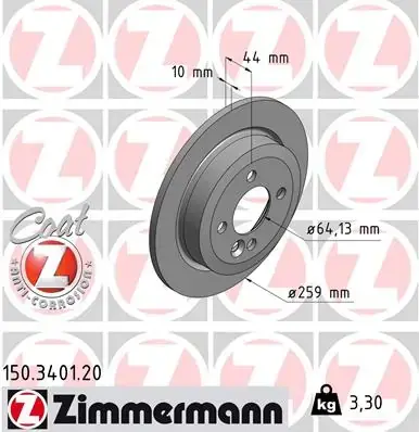 Гальмiвнi диски заднi Otto Zimmermann GmbH 150340120 (фото 1)