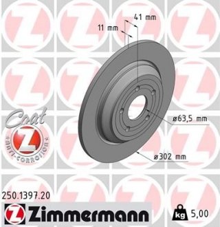 Гальмiвнi диски заднi otto Zimmermann GmbH 250139720