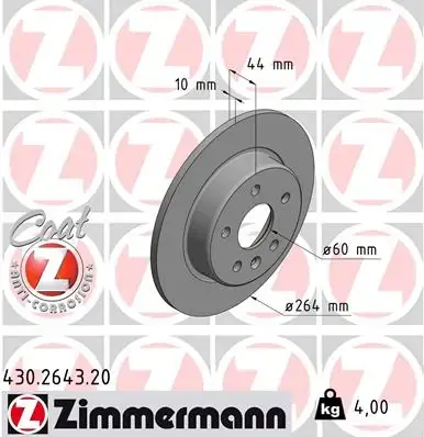Гальмiвнi диски заднi Otto Zimmermann GmbH 430264320 (фото 1)