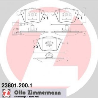 Тормозні (гальмівні) колодки otto Zimmermann GmbH 238012001