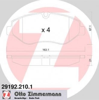 Тормозні (гальмівні) колодки otto Zimmermann GmbH 291922101