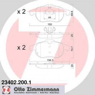 Передні тормозні (гальмівні) колодки otto Zimmermann GmbH 234022001