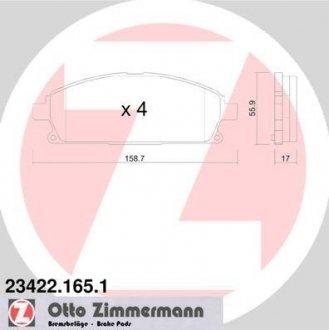 Тормозные колодки otto Zimmermann GmbH 234221651