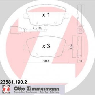 Тормозні (гальмівні) колодки otto Zimmermann GmbH 235811902