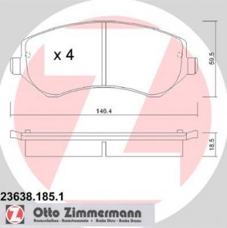 Тормозні (гальмівні) колодки otto Zimmermann GmbH 236381851