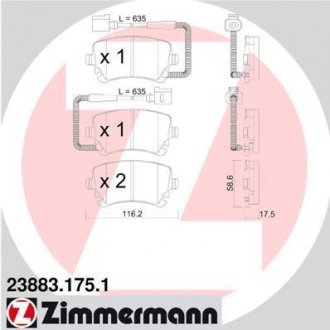 Задні тормозні (гальмівні) колодки otto Zimmermann GmbH 238831751