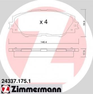 Тормозні (гальмівні) колодки otto Zimmermann GmbH 243371751