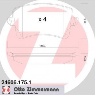 Задние тормозные колодки otto Zimmermann GmbH 246061751
