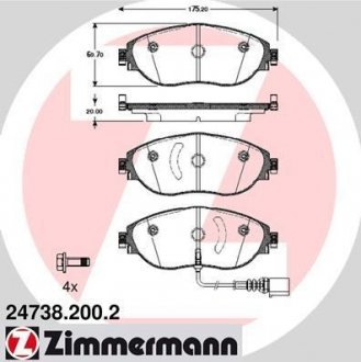 Тормозні (гальмівні) колодки otto Zimmermann GmbH 247382002
