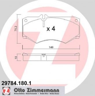 Передние тормозные колодки otto Zimmermann GmbH 297841801
