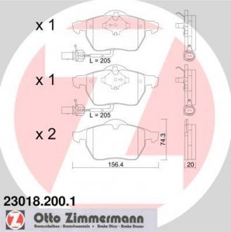 Передні тормозні (гальмівні) колодки otto Zimmermann GmbH 230182001
