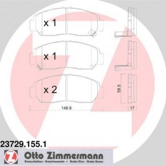 Передние тормозные колодки otto Zimmermann GmbH 237291551