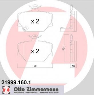 Передні тормозні (гальмівні) колодки otto Zimmermann GmbH 219991601