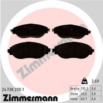 Передні тормозні (гальмівні) колодки otto Zimmermann GmbH 247382001