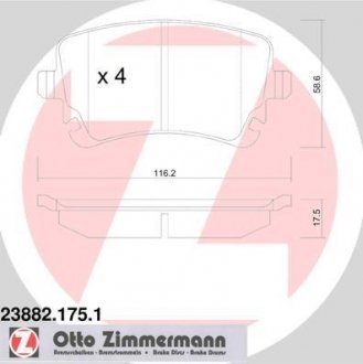 Тормозные колодки otto Zimmermann GmbH 238821751