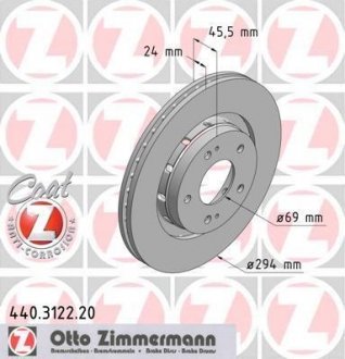 Вентилируемый тормозной диск otto Zimmermann GmbH 440312220