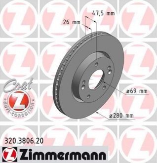 Вентильований гальмівний диск otto Zimmermann GmbH 320380620