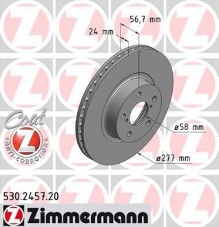 Вентилируемый тормозной диск otto Zimmermann GmbH 530245720