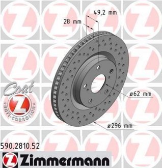 Вентилируемый тормозной диск otto Zimmermann GmbH 590281052