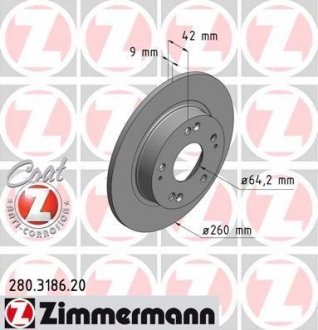 Задний тормозной диск otto Zimmermann GmbH 280318620