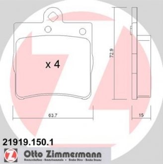 Задние тормозные колодки otto Zimmermann GmbH 21919.150.1