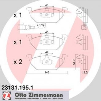 Передние тормозные колодки otto Zimmermann GmbH 23131.195.1