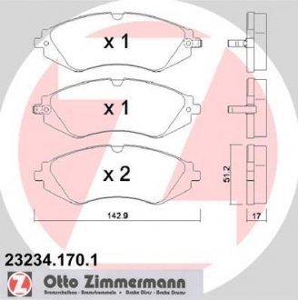 Передние тормозные колодки otto Zimmermann GmbH 23234.170.1