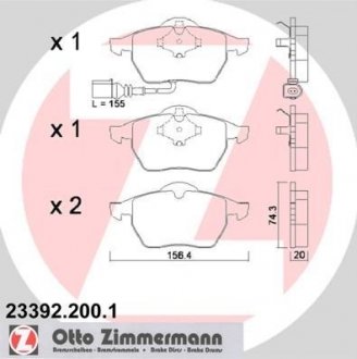 Передние тормозные колодки otto Zimmermann GmbH 23392.200.1