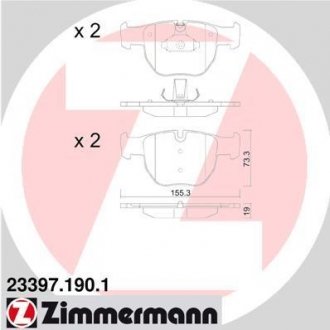 Передні тормозні (гальмівні) колодки otto Zimmermann GmbH 23397.190.1