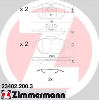 Передні тормозні (гальмівні) колодки otto Zimmermann GmbH 23402.200.3